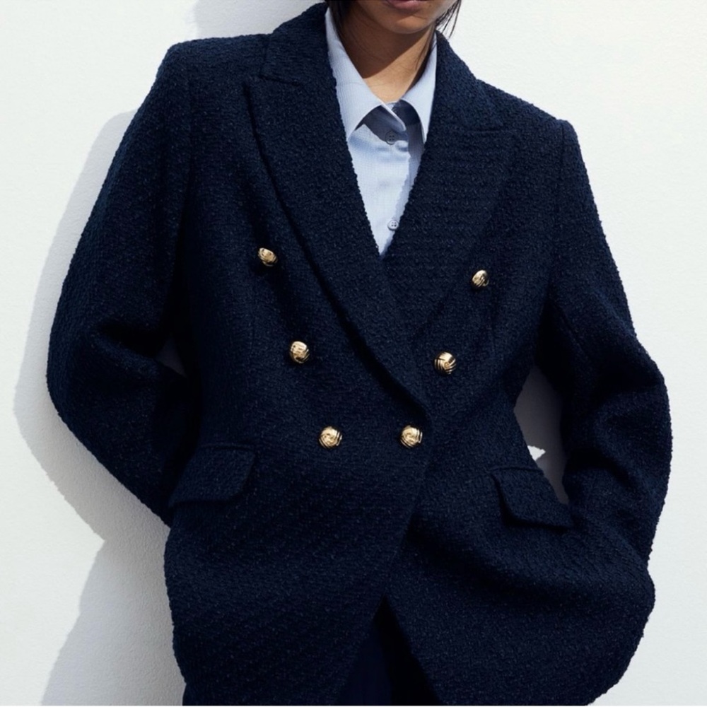 H&M Black Textured Blazer
